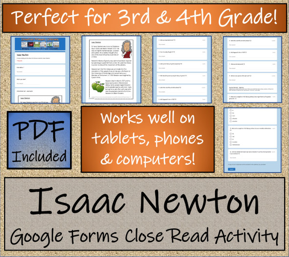 Isaac Newton Close Reading Activity Digital & Print | 3rd Grade & 4th Grade