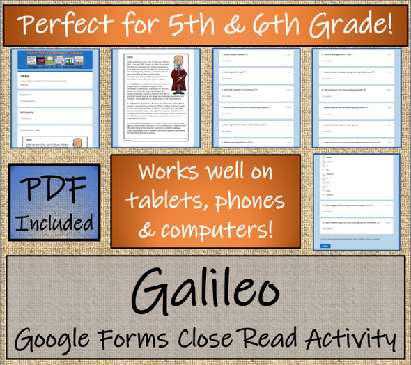 Galileo Close Reading Activity Digital & Print | 5th Grade & 6th Grade