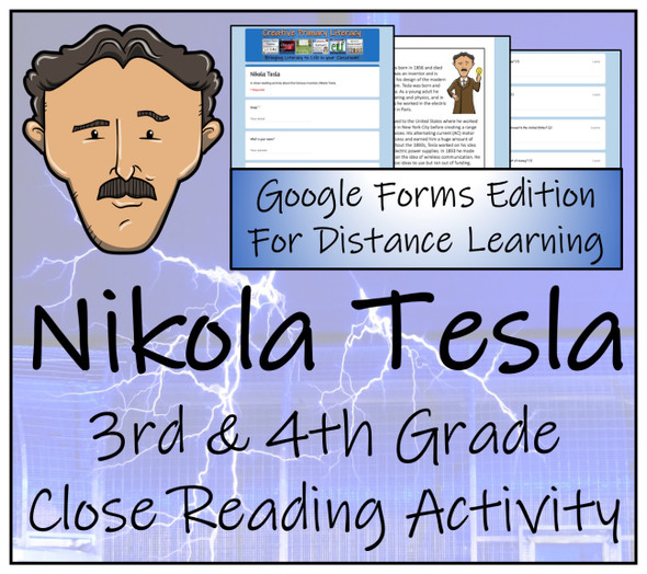 Nikola Tesla Close Reading Activity Digital & Print | 3rd & 4th Grade