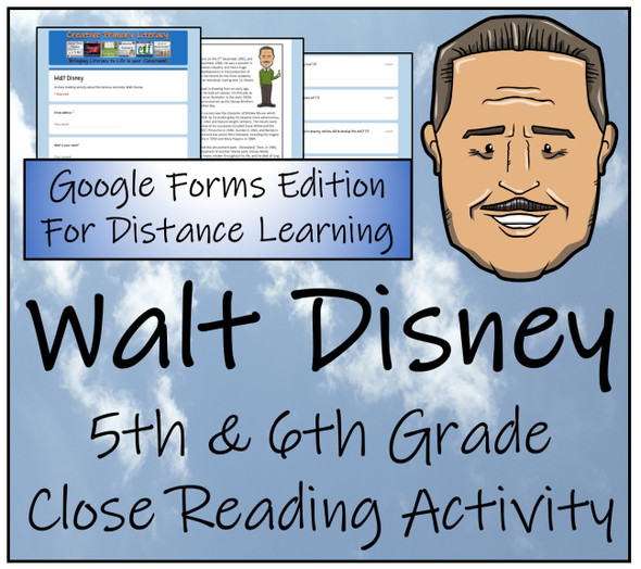 Walt Disney Close Reading Activity Digital & Print | 5th Grade & 6th Grade