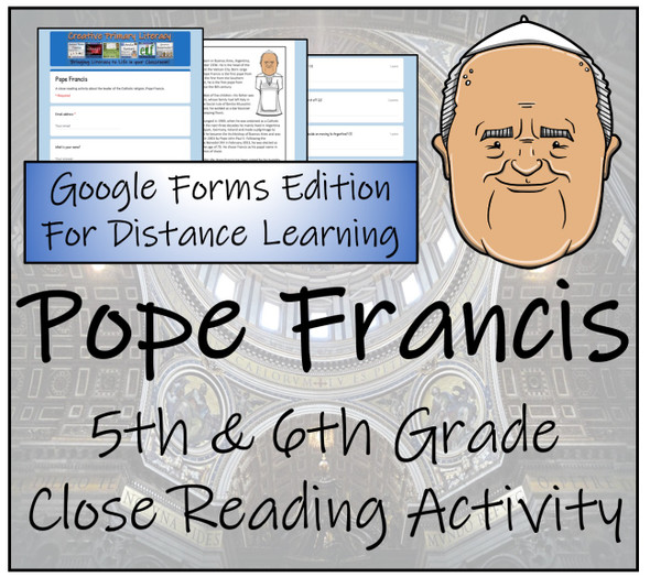 Pope Francis Close Reading Activity Digital & Print | 5th Grade & 6th Grade