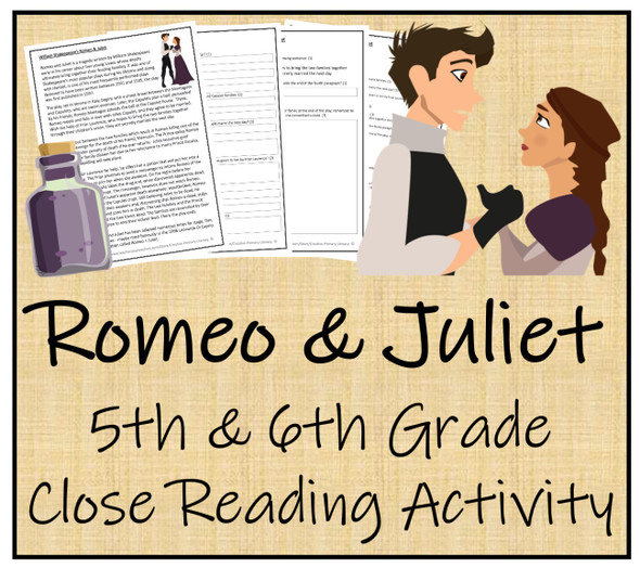 Romeo and Juliet Close Reading Activity | 5th Grade & 6th Grade