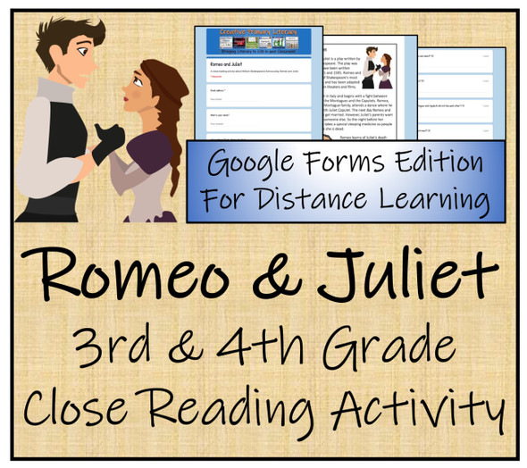 Romeo and Juliet Close Reading Activity Digital & Print | 3rd Grade & 4th Grade