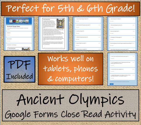 Ancient Olympics Close Reading Activity Digital & Print | 5th Grade & 6th Grade