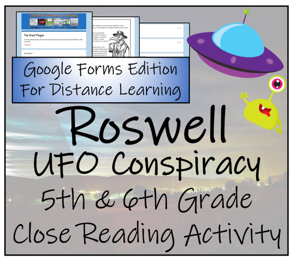 Roswell UFO Conspiracy Close Reading Activity Digital & Print | 5th & 6th Grade