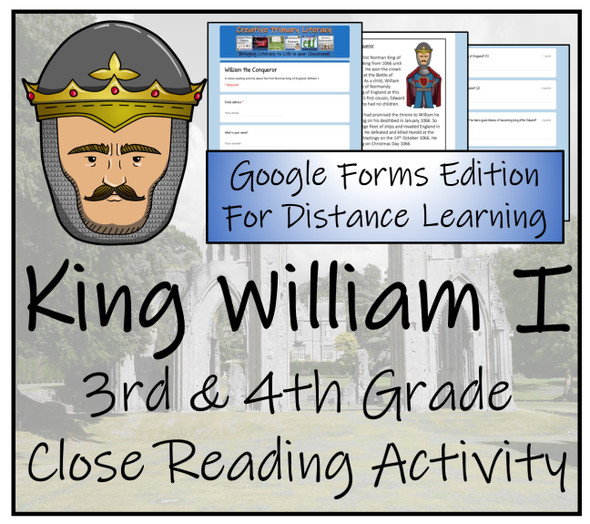 William the Conqueror Close Reading Activity Digital & Print | 3rd & 4th Grade