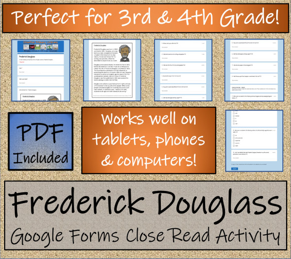 Frederick Douglass Close Reading Activity Digital & Print | 3rd & 4th Grade