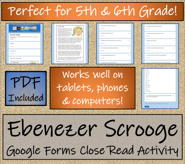 Ebenezer Scrooge Close Reading Activity Digital & Print | 5th Grade & 6th Grade
