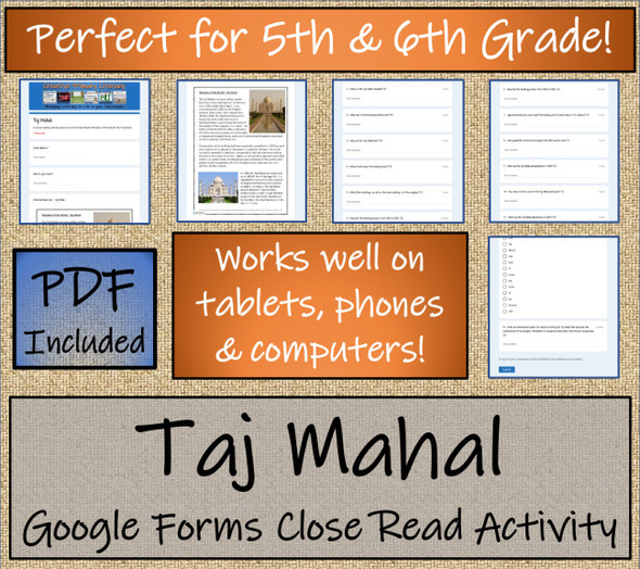 Taj Mahal Close Reading Activity Digital & Print | 5th Grade & 6th Grade