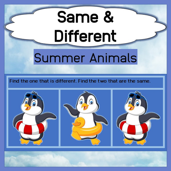 Same & Different - Summer Animals - Matching & Find the Difference