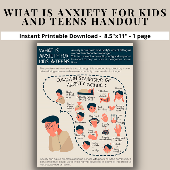 Anxiety Mental Health Resource - Anxiety Handout - What Is Anxiety For Kids & Teens