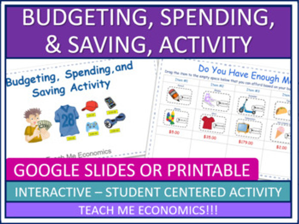 Budgeting, Saving, Spending Google Slides Activity or Worksheet for Economics