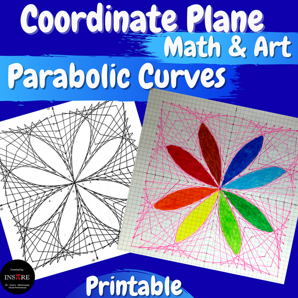 Parabolic Curves Math & Art Coordinate Plane Graphing 4 Quadrants String Art