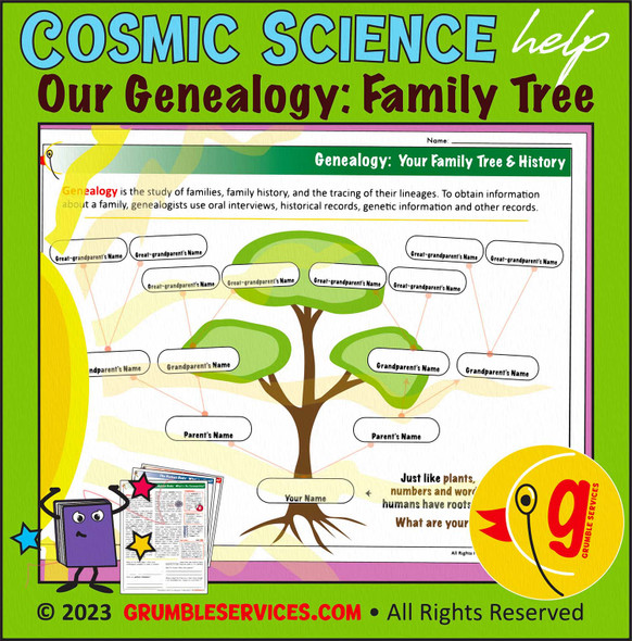 Genealogy: Family Tree & Roots - Elementary Montessori History Science Social Studies Learning -Classroom Homeschool printable Blank Page