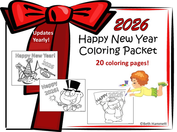 FREE Happy New Year Coloring Sheets