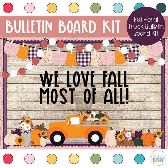 Fall Floral Truck - Pumpkin - August and September Bulletin Board Kit