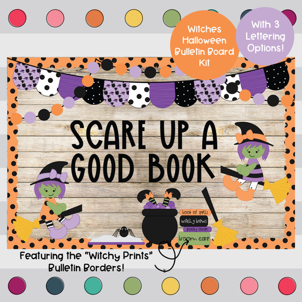 Witches on Brooms - Halloween - October Bulletin Board Kit