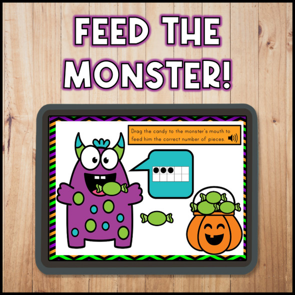 Halloween Counting 1 to 10 | Feed the Monster | Boom Cards™
