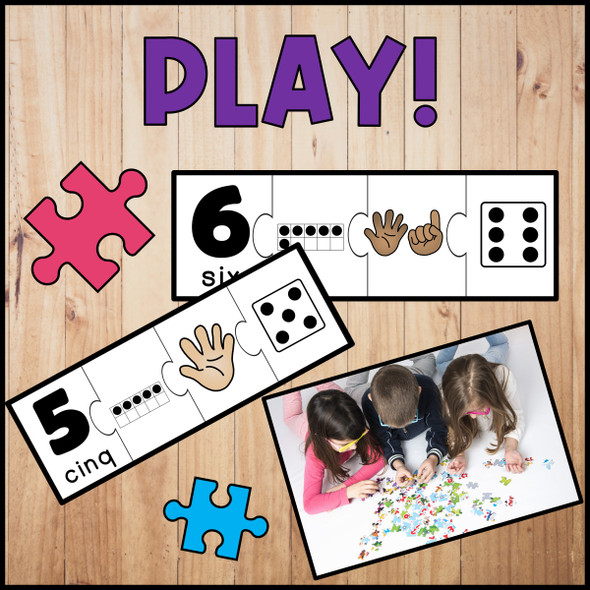 Subitizing Puzzles Numbers 1-20 | FRENCH Version Included! | Number Recognition