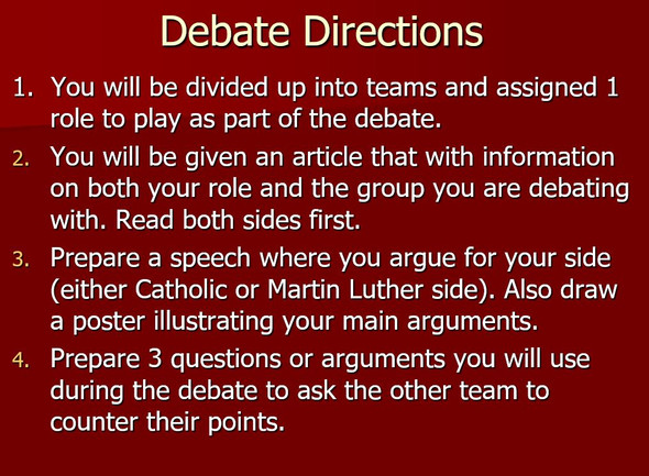 Protestant Reformation Role-Play Debate Activity