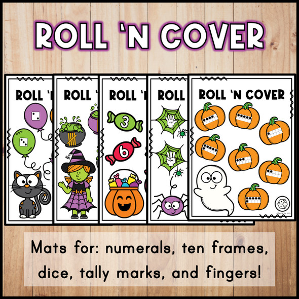 Halloween Roll and Cover Number Mats | French Version Included