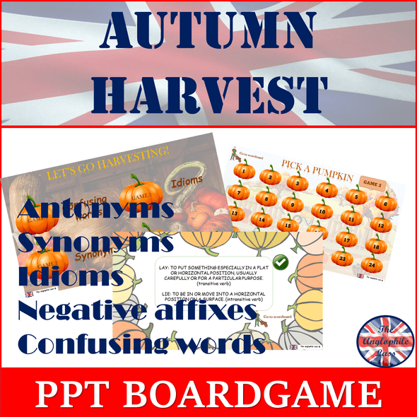 Autumn Harvest PPT Vocabulary Game | FALL PUMPKIN-THEMED