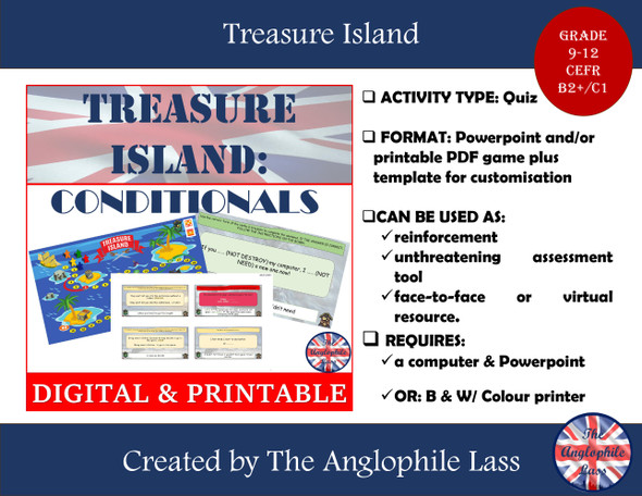 Treasure Island | Conditional Sentences | EDITABLE PPT Pirate Game |