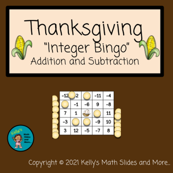 Thanksgiving Integer Bingo - Addition and Subtraction - Digital