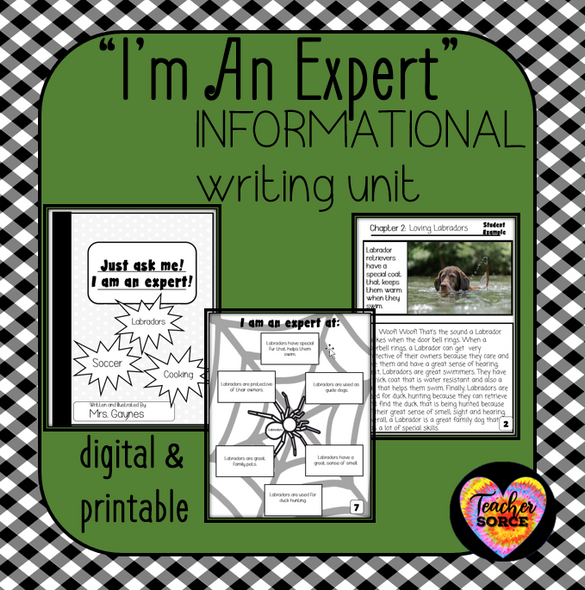 Informational Writing I Am An Expert Unit Third Grade Digital and Printable