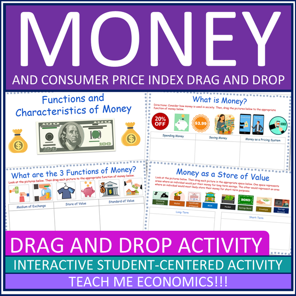 Functions & Characteristics of Money Drag and Drop Google Slides for Economics