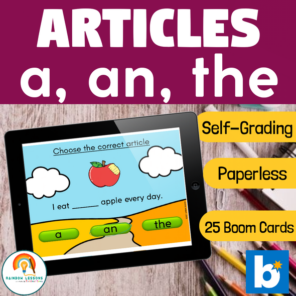 Definite and Indefinite Articles Boom Cards 