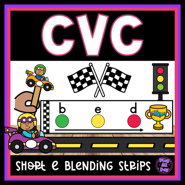 CVC Blending Strips Short E Words | Science of Reading Phonemic Awareness