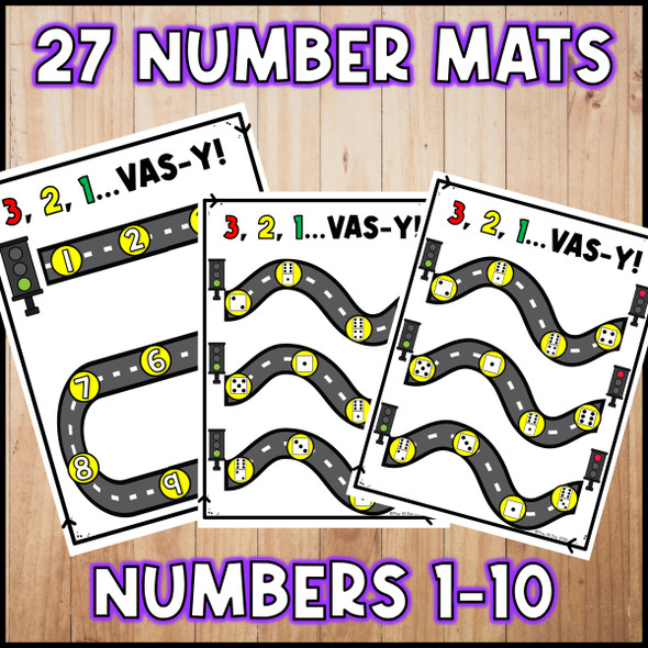 Race Car Number Mats for Numbers 1 to 10 | French Version Included!