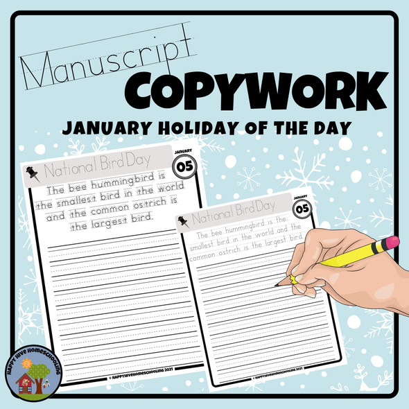 January Handwriting Practice - Manuscript
