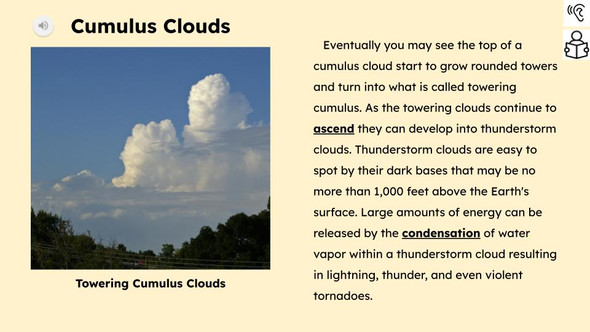 Cumulus Clouds Informational Text Reading Passage and Activities