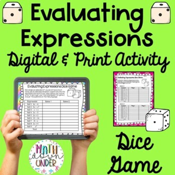 Evaluating Expressions Dice Game - Print and Digital Partner Activity