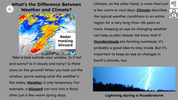 Difference Between Weather and Climate Informational Text Reading Passage and Activities