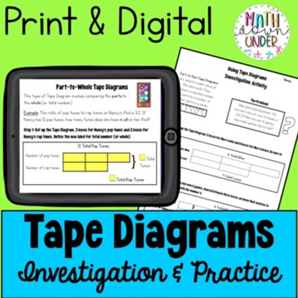 Ratios: Tape Diagrams Investigation and Practice - PDF & Digital