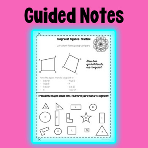 Congruent Figures & Proofs for Congruent Triangles - Notes, Practice, Coloring