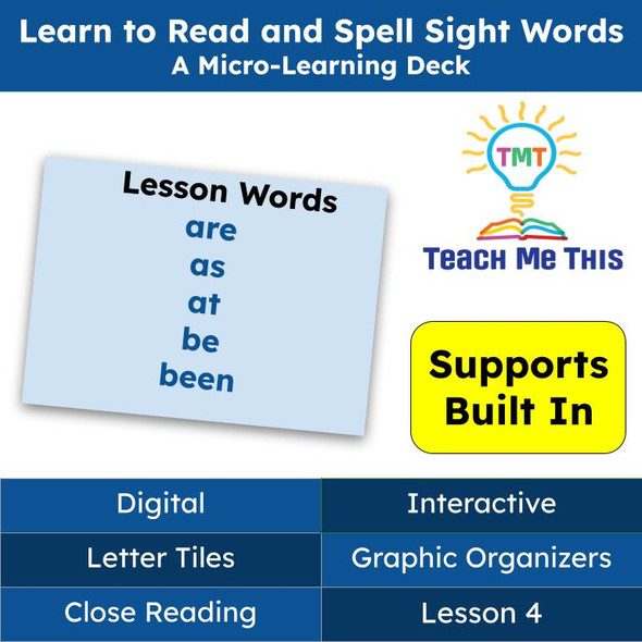 Learn to Read and Spell Sight Words Lesson 4