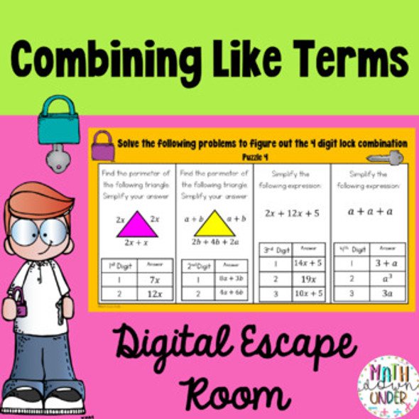 Combining Like Terms - Digital Escape Room Google Forms