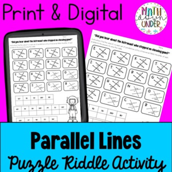 Parallel Lines Cut By a Transversal Puzzle Riddle - PDF & Digital
