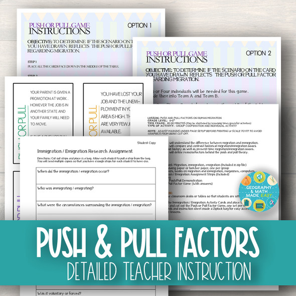 Geography: Push and Pull Factors on Human Migration (Includes lesson, PP & Game)