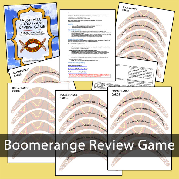 GEOGRAPHY: AUSTRALIA BOOMERANG REVIEW GAME (WITH BLANK CARDS)