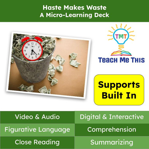 Haste Makes Waste Figurative Language Reading Passage and Activities