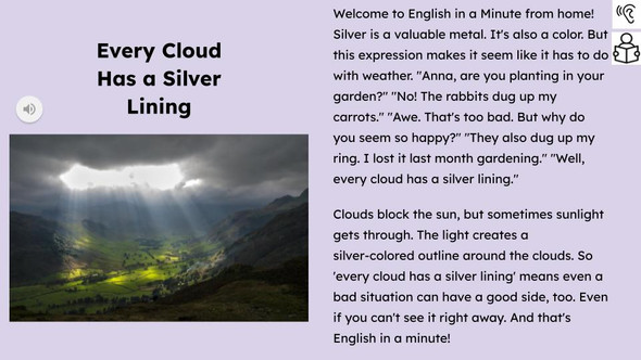 Every Cloud Has a Silver Lining Figurative Language Reading Passage and Activities