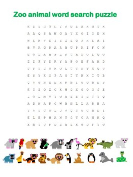 Zoo Animal Vocabulary Puzzles for ESL