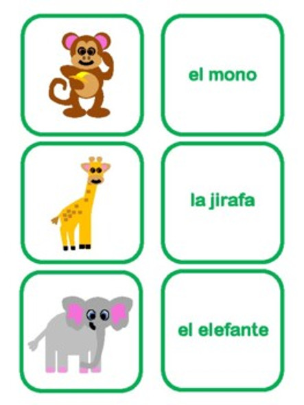 Spanish Zoo Animal Memory Game