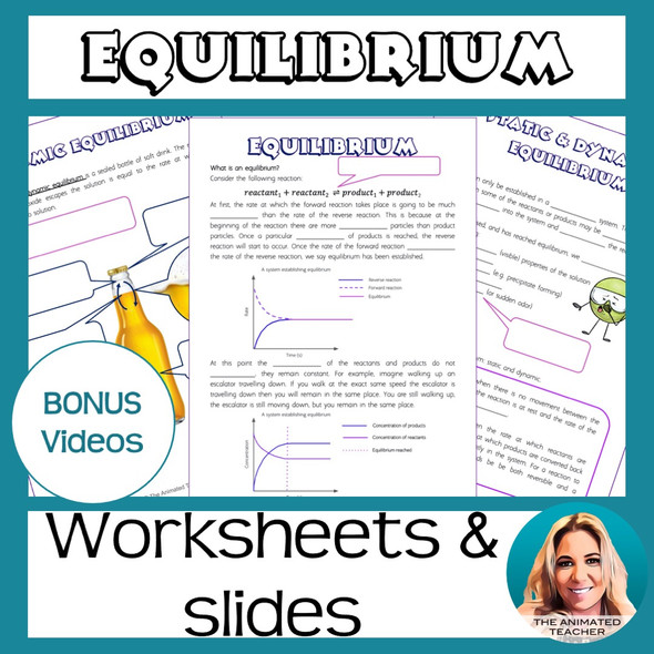 Equilibrium reactions introduction worksheets and slides