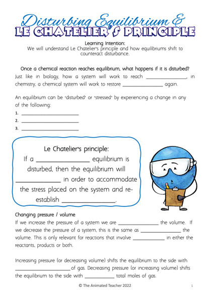 Le Chatelier’s Principle Worksheets and Slides